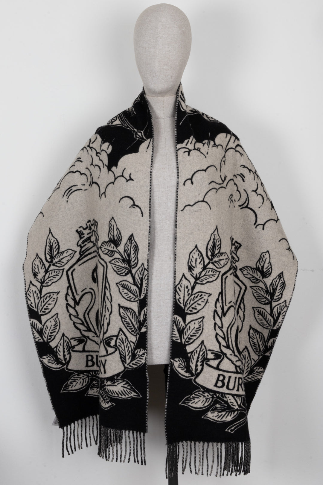 BURBERRY Prorsum Reversible Stormy Knight Scarf Cashmere Black