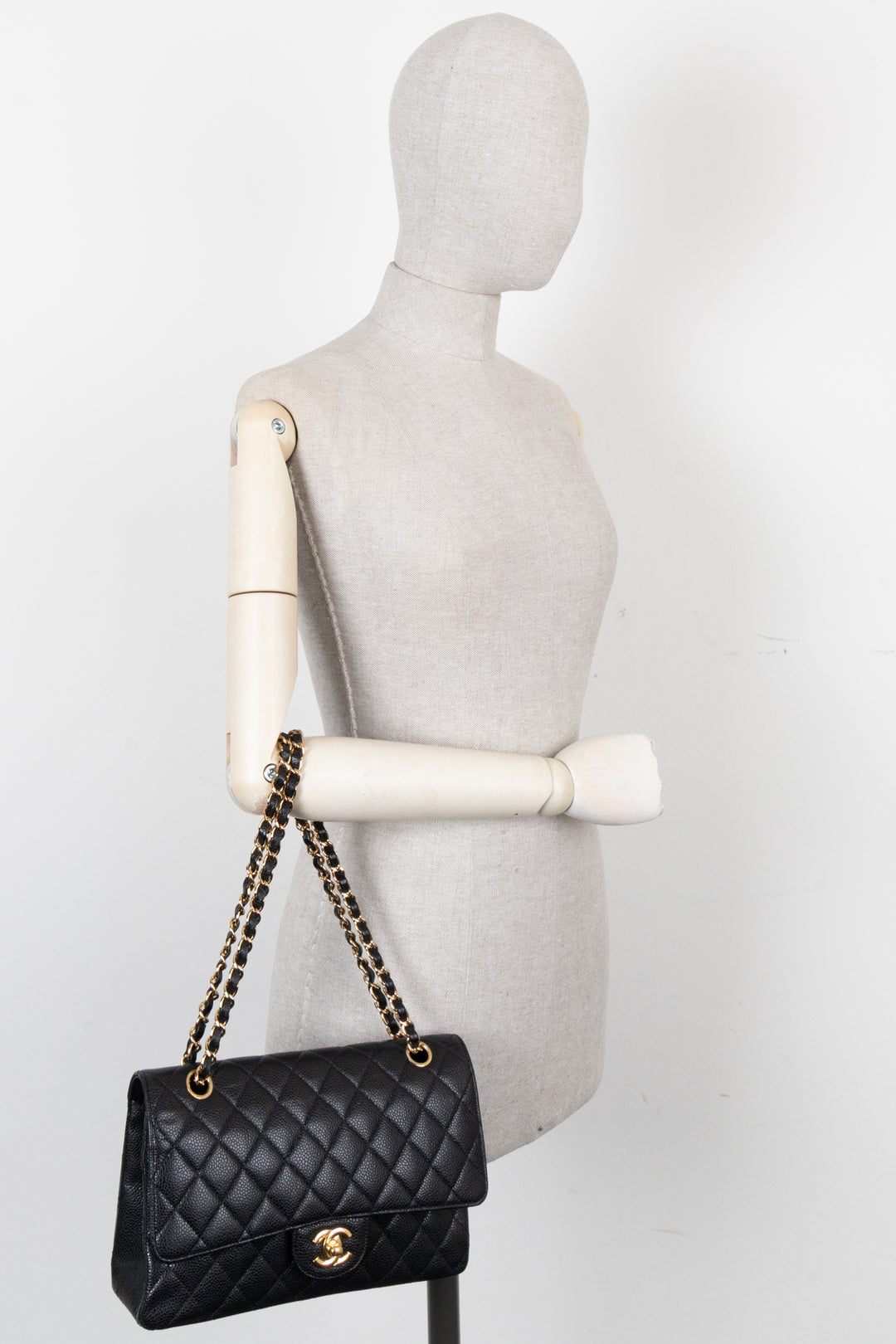 CHANEL Medium Double Flap Bag Caviar Black