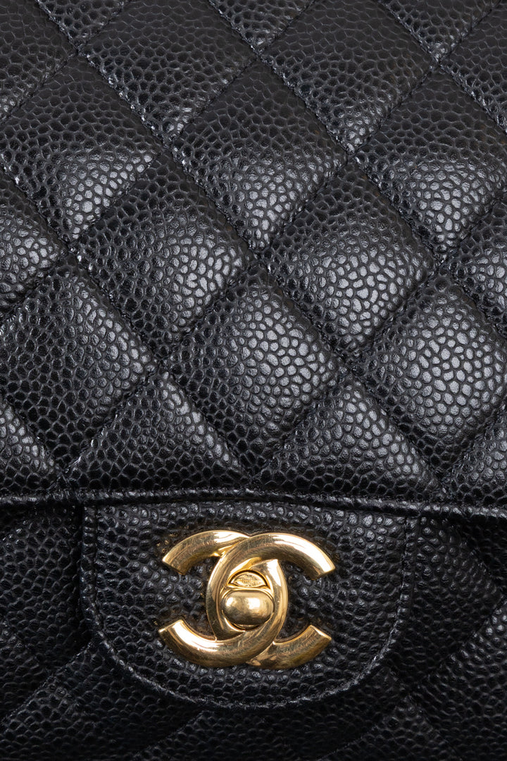 CHANEL Medium Double Flap Bag Caviar Black