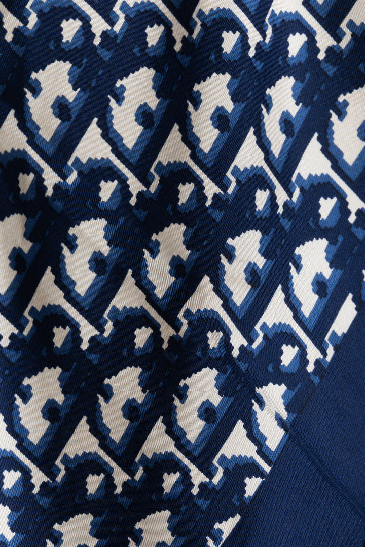 CHRISTIAN DIOR Vintage Oblique Scarf Silk Navy