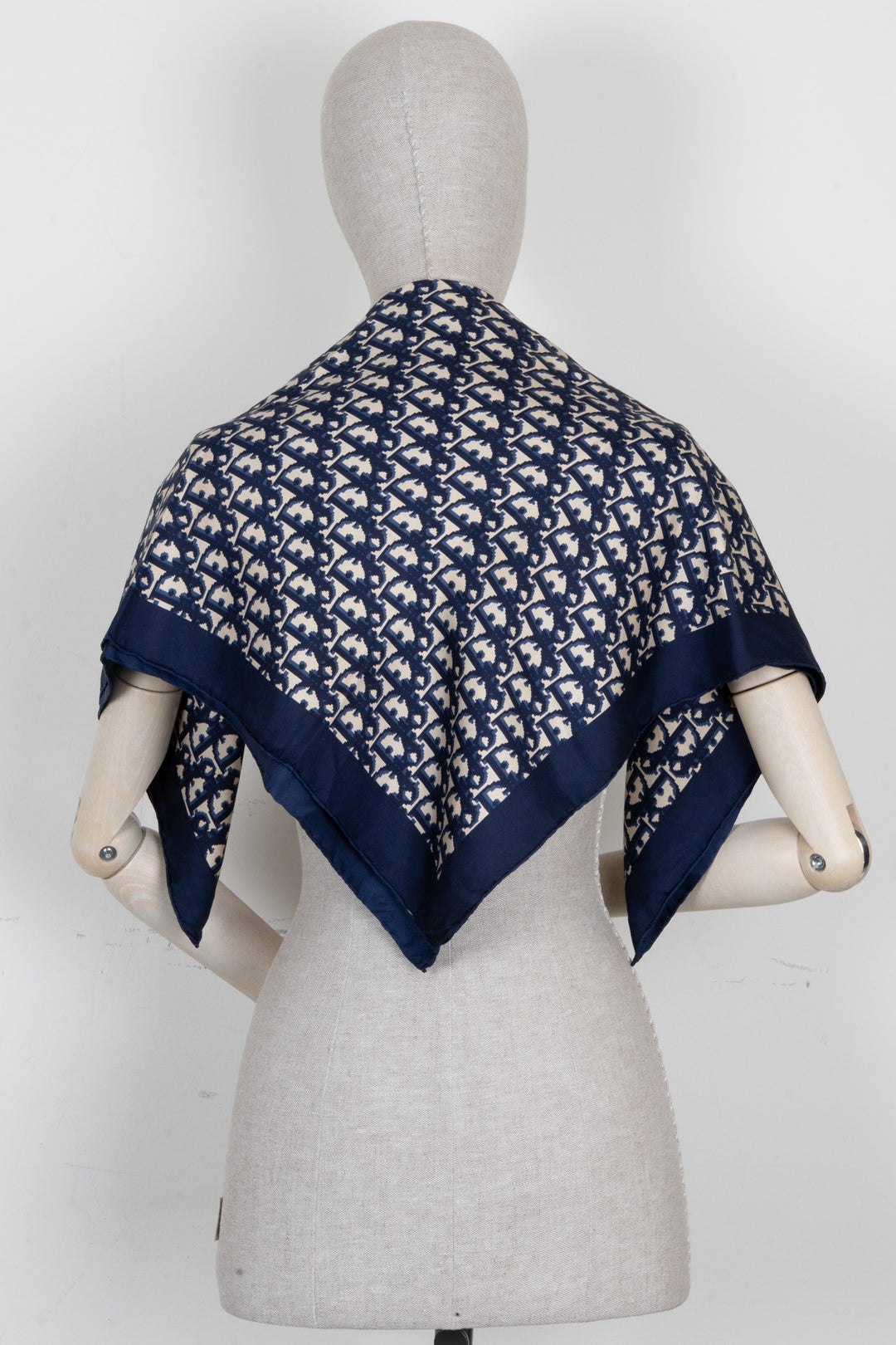 CHRISTIAN DIOR Vintage Oblique Scarf Silk Navy
