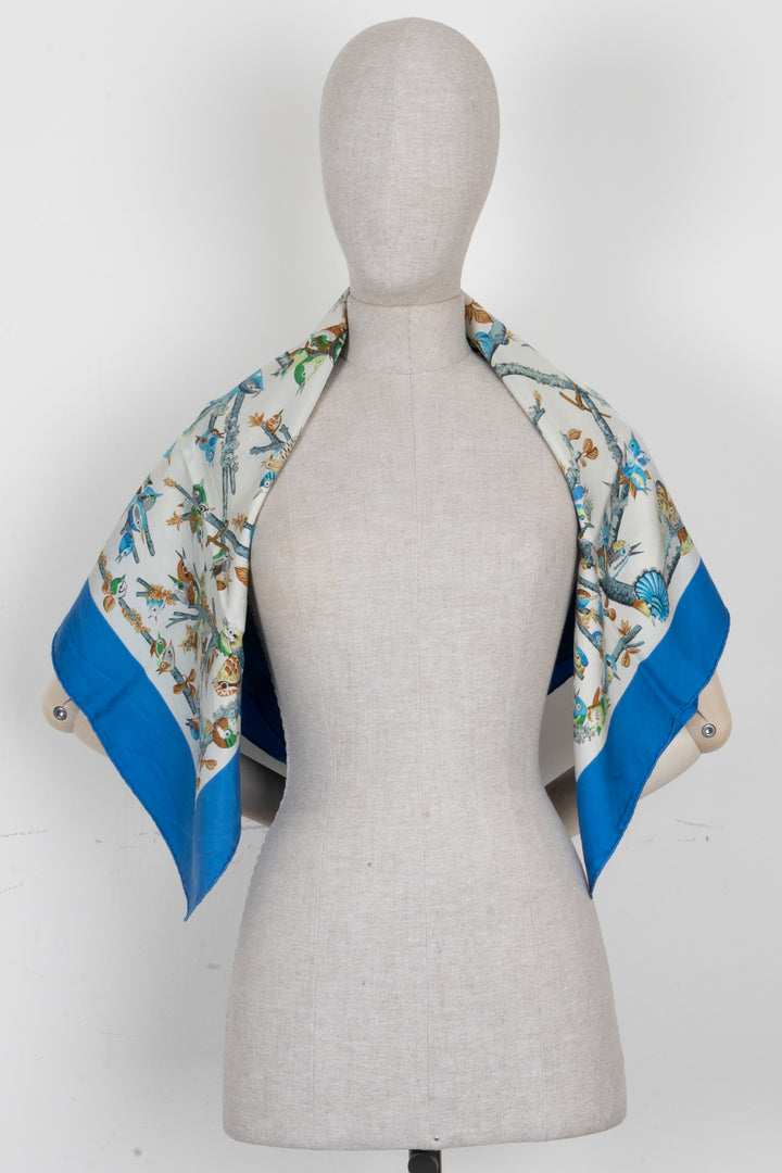 HERMÈS Bocage 90 Scarf Silk Blue