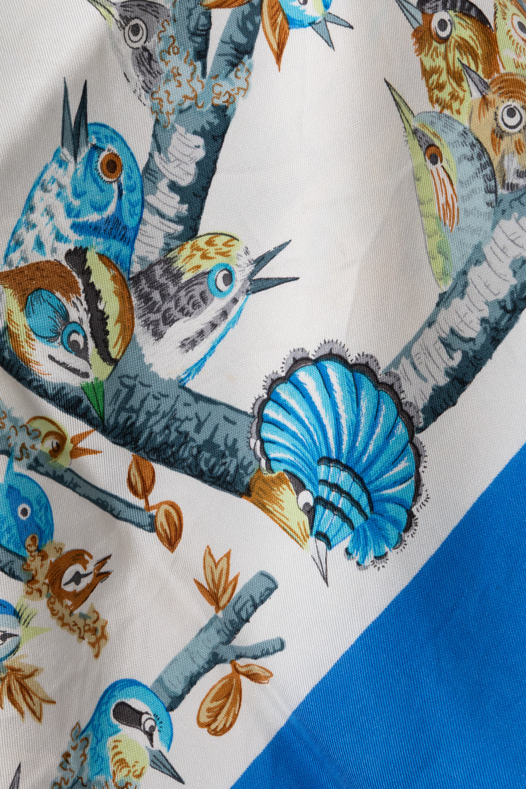 HERMÈS Bocage 90 Scarf Silk Blue