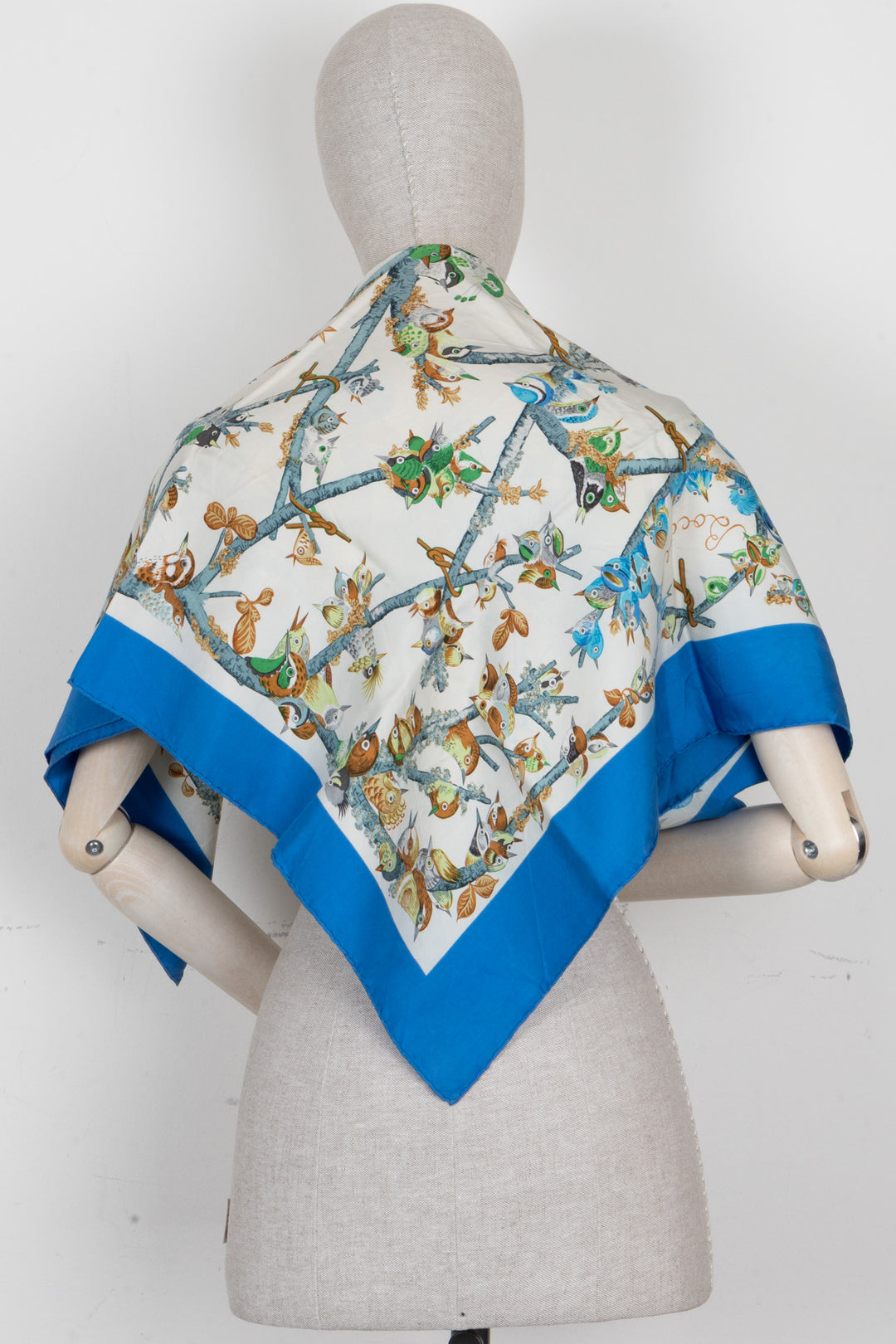 HERMÈS Bocage 90 Scarf Silk Blue