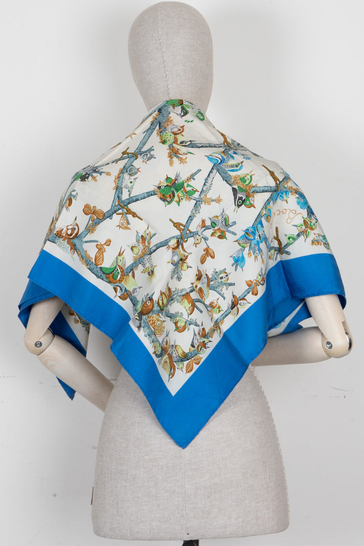 HERMÈS Bocage 90 Scarf Silk Blue
