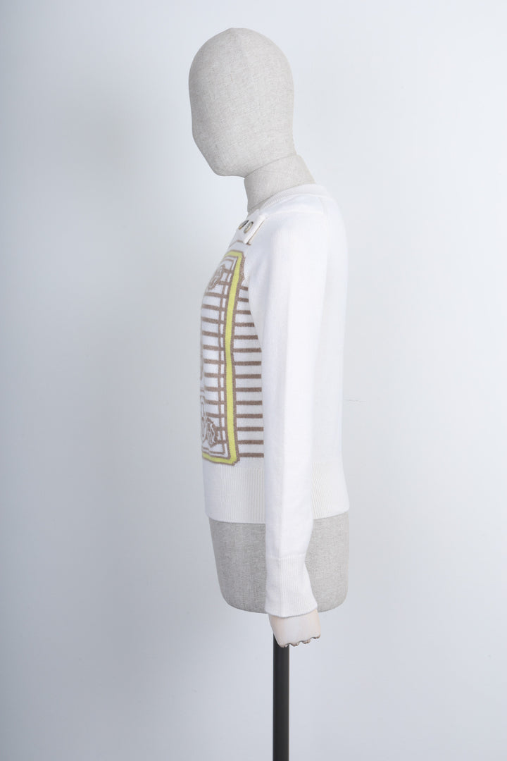 HERMÈS Pullover Offwhite Beige and Yellow