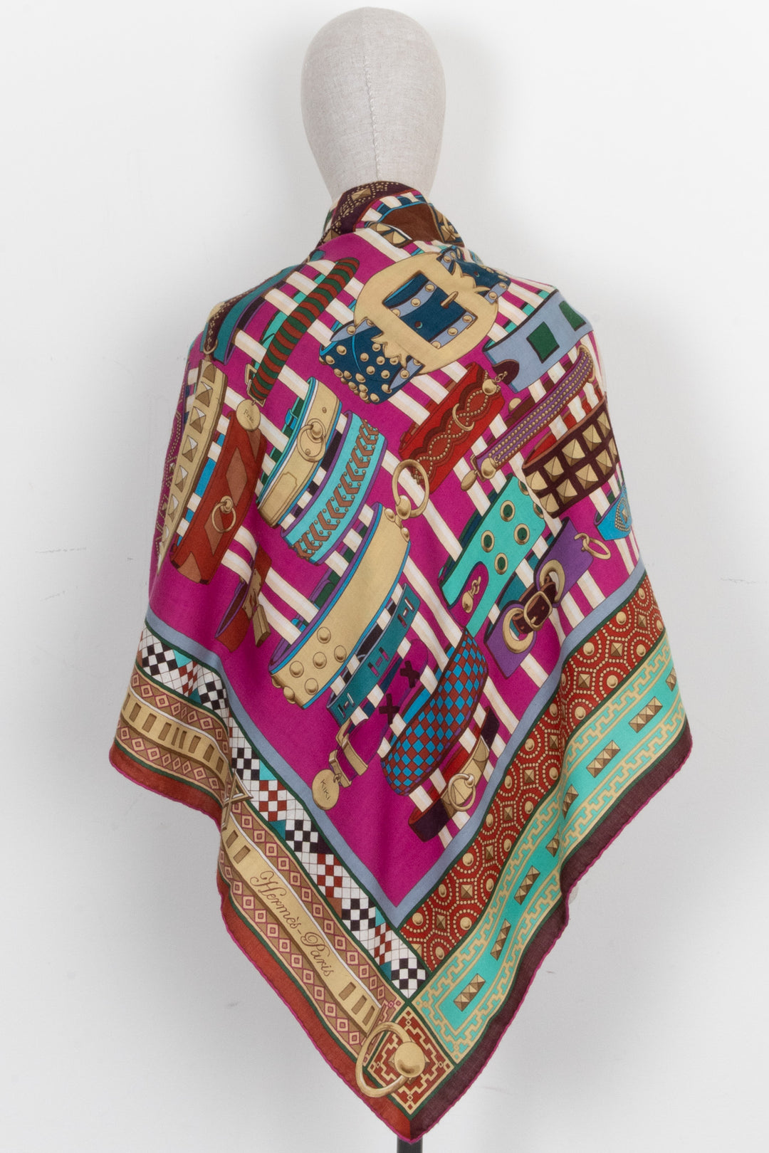 HERMÈS Colliers De Chien Scarf 140 Cashmere Silk