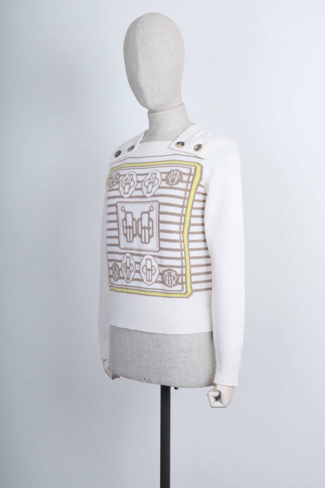 HERMÈS Pullover Offwhite Beige and Yellow