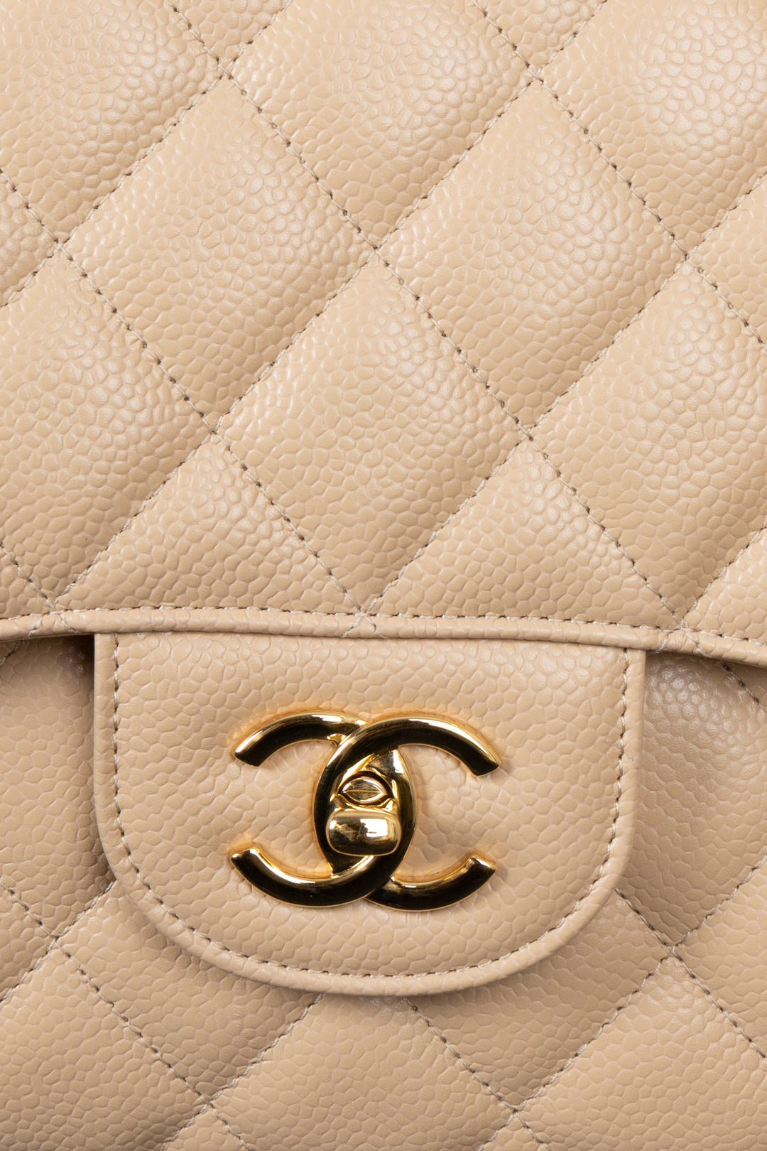 CHANEL Large Double Flap Bag Caviar Beige
