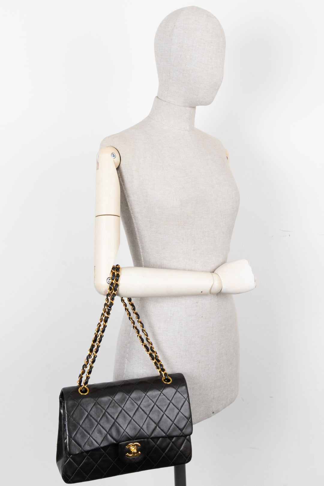 CHANEL Vintage Medium Double Flap Bag Black