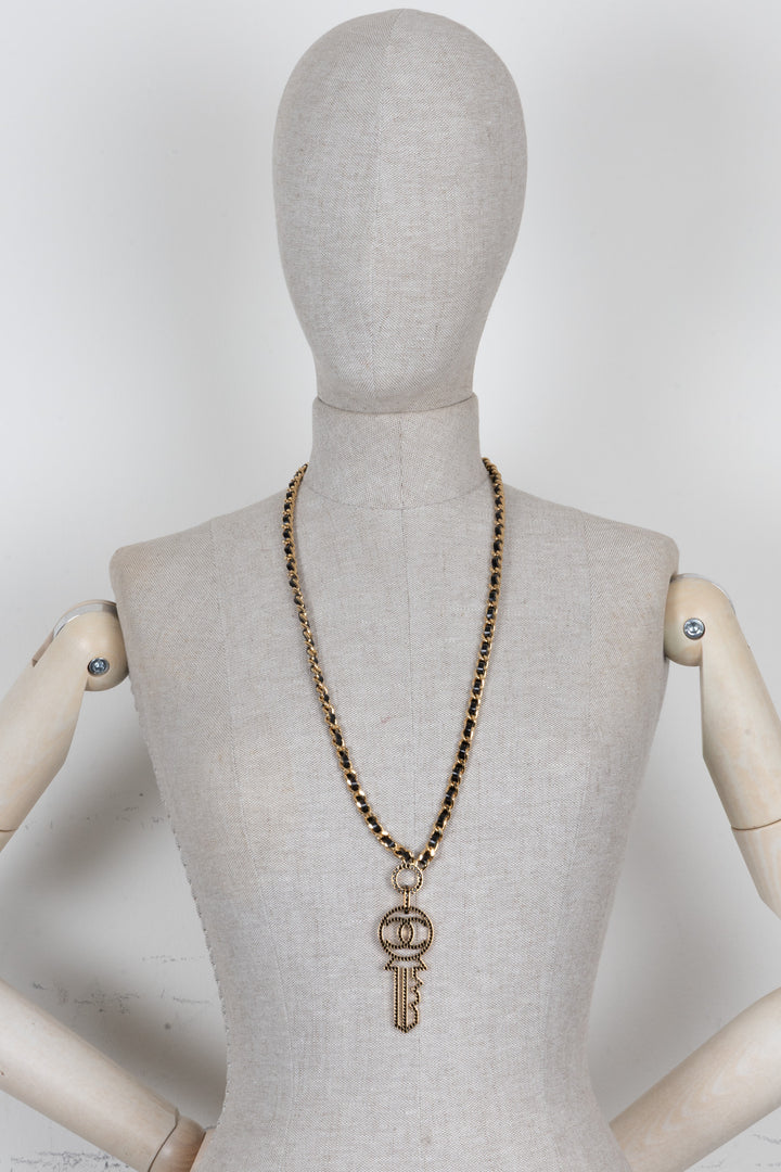CHANEL CC Key Pendant Necklace Gold