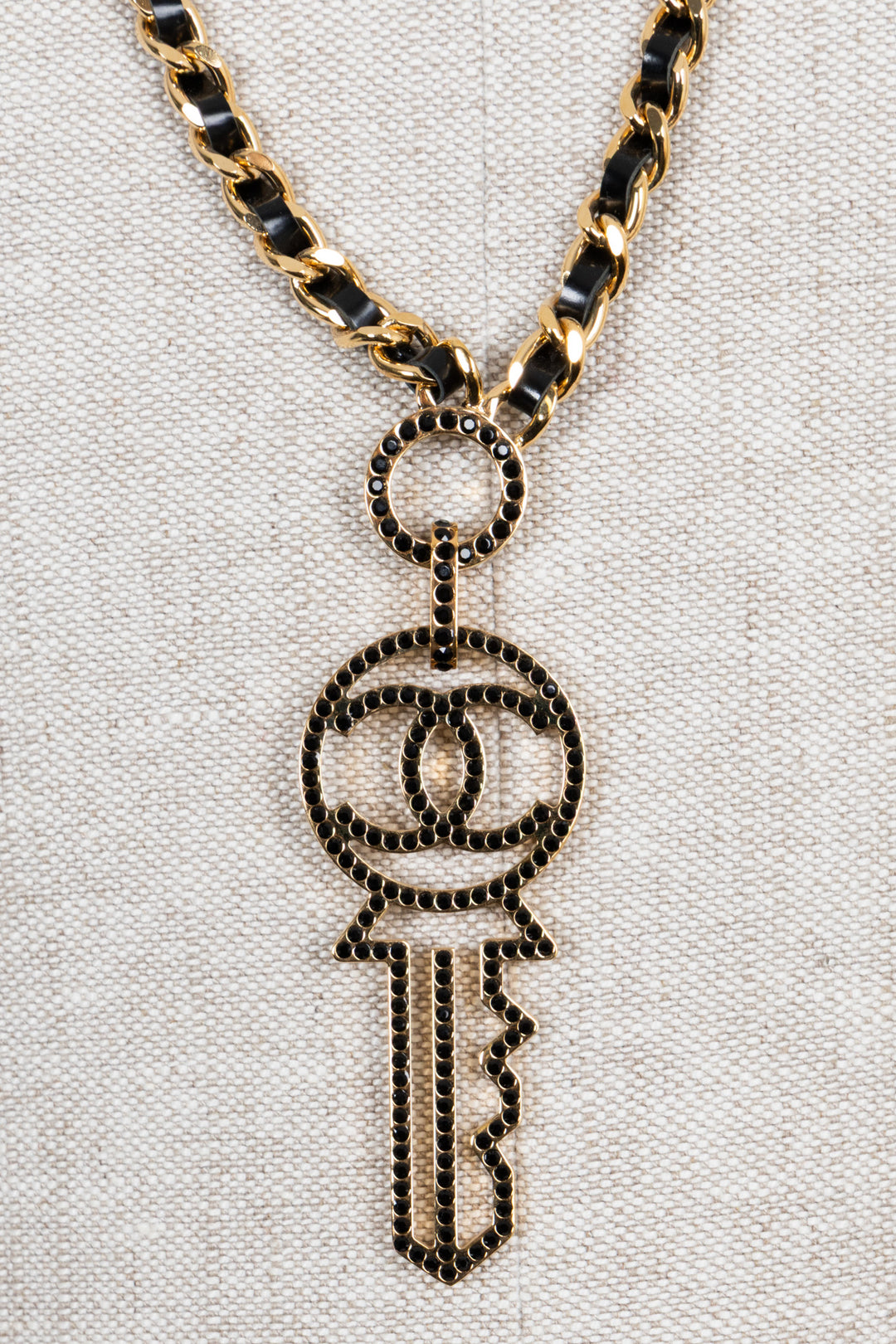 CHANEL CC Key Pendant Necklace Gold
