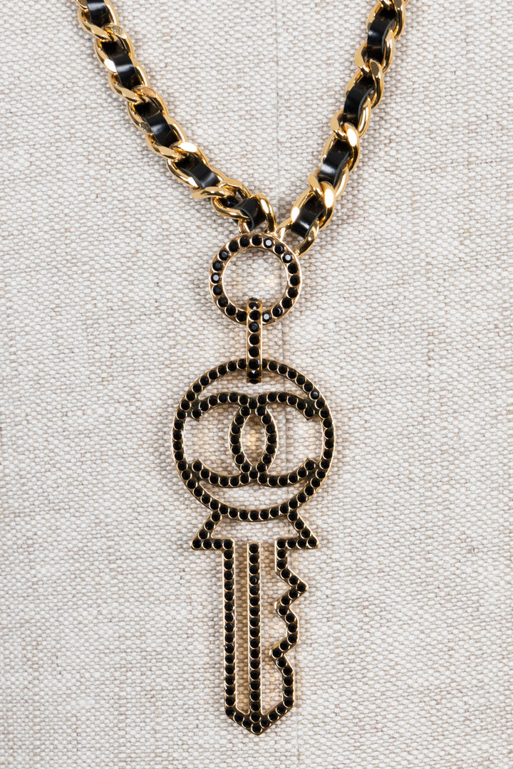 CHANEL CC Key Pendant Necklace Gold