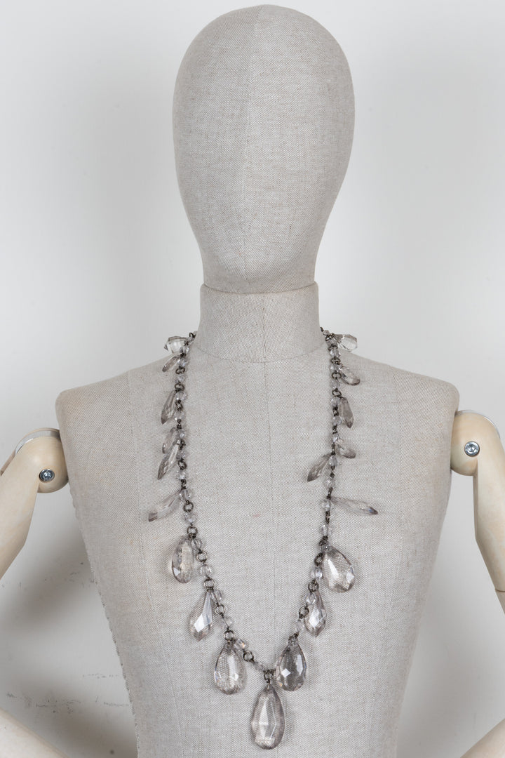 PRADA Crystal Necklace Crystals Silver