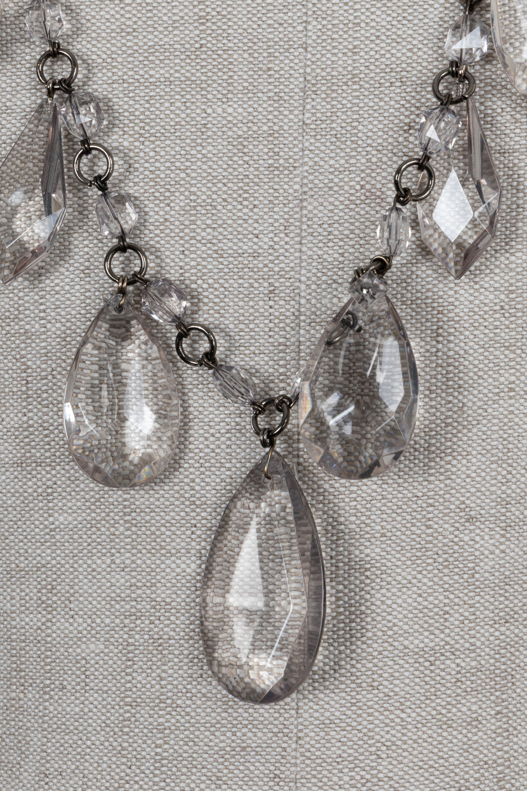PRADA Crystal Necklace Crystals Silver