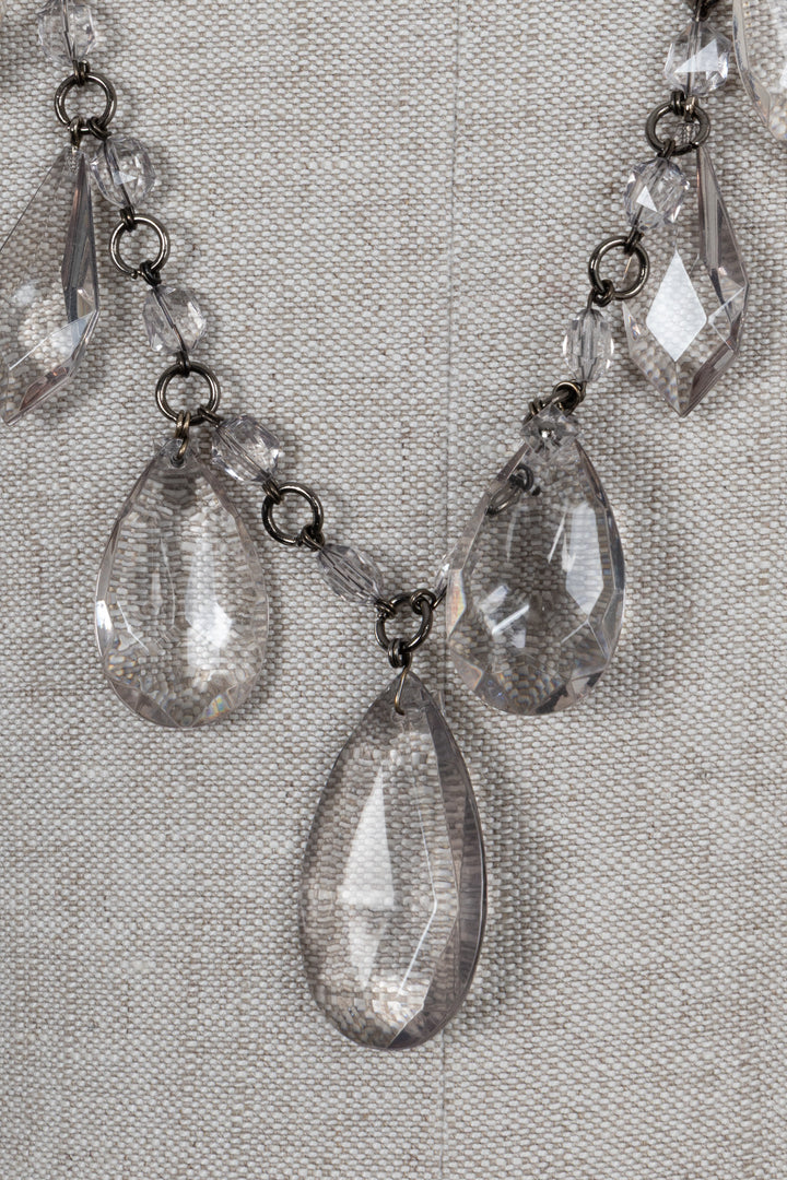 PRADA Crystal Necklace Crystals Silver