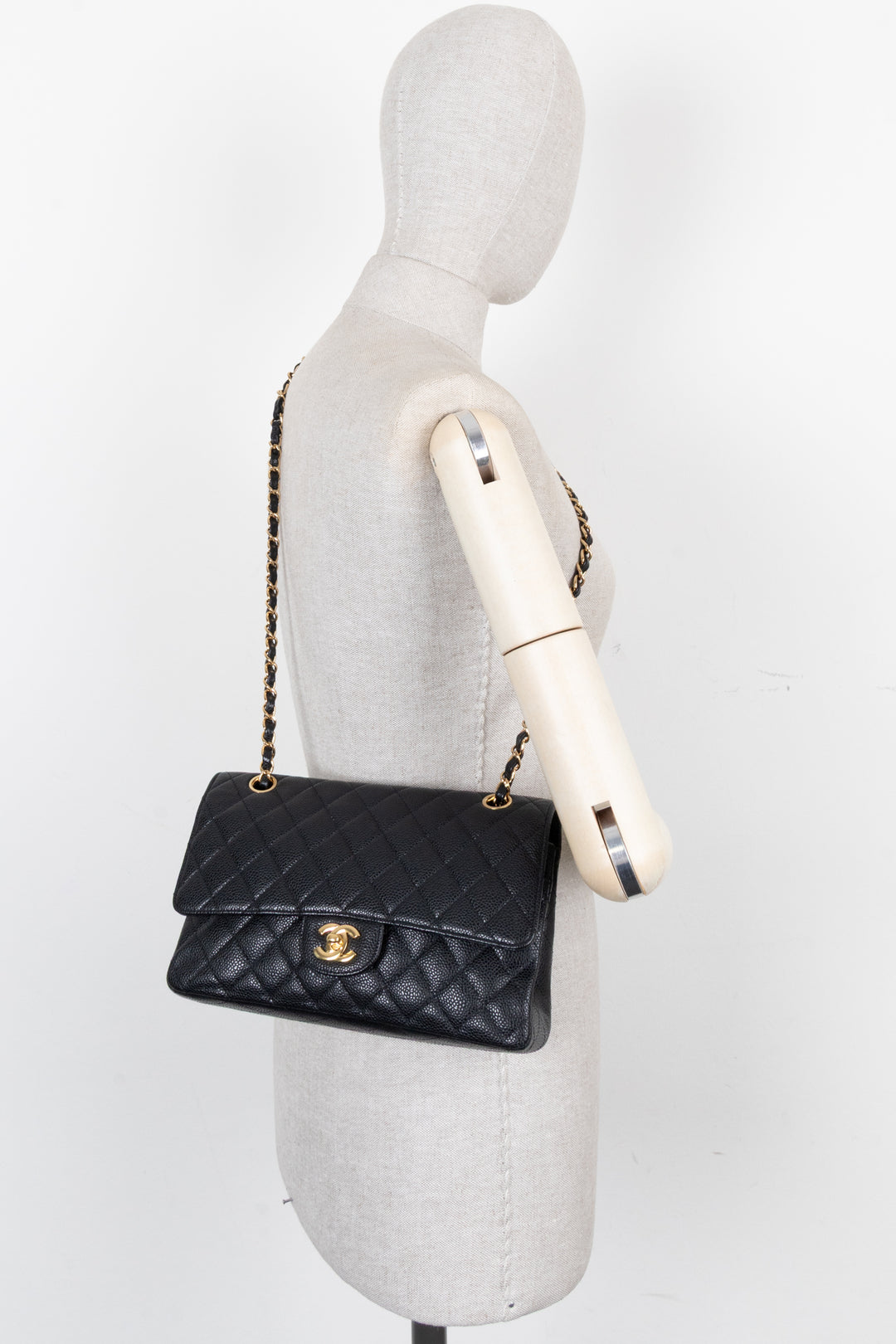 CHANEL Medium Double Flap Bag Caviar Black