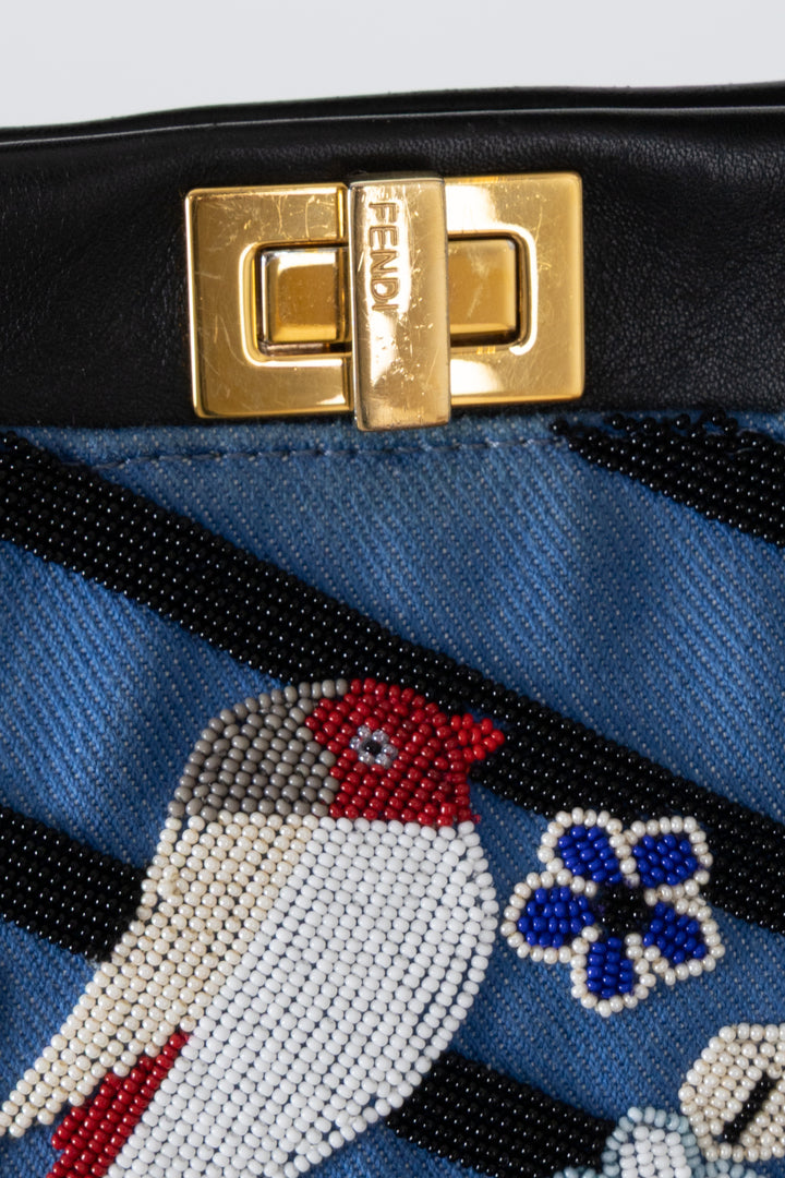 FENDI Mini Peekaboo Beaded Bird Denim