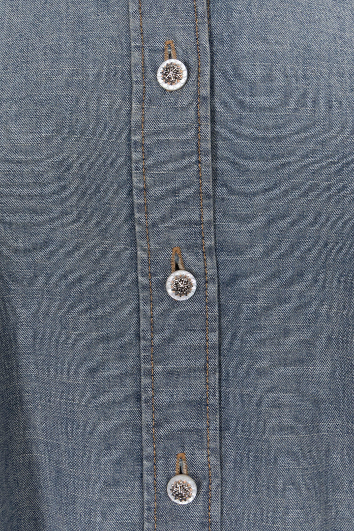 CHRISTIAN DIOR Ruffled Blouse Denim Blue