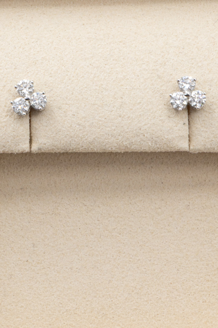 TIFFANY & CO. Aria Stud Earrings Platinum Diamonds Silver