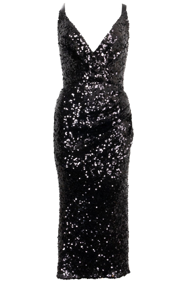 DOLCE&GABBANA Maxi Dress Sequins Black