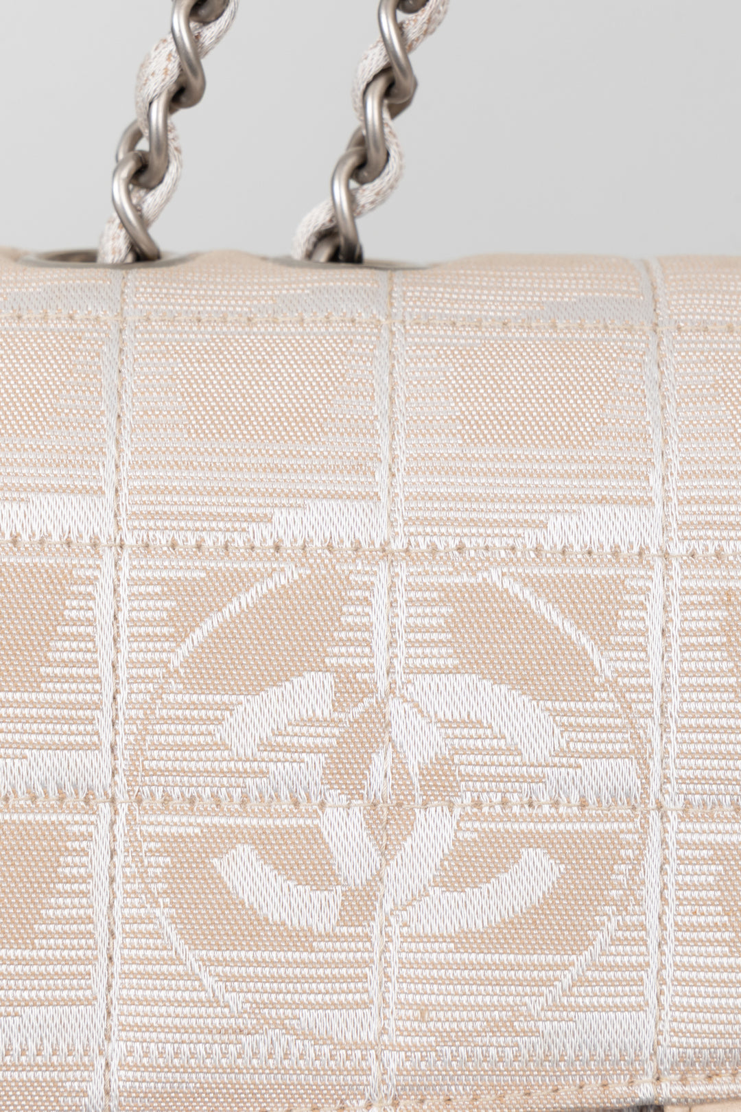 CHANEL Single Flap Bag CC Canvas Beige