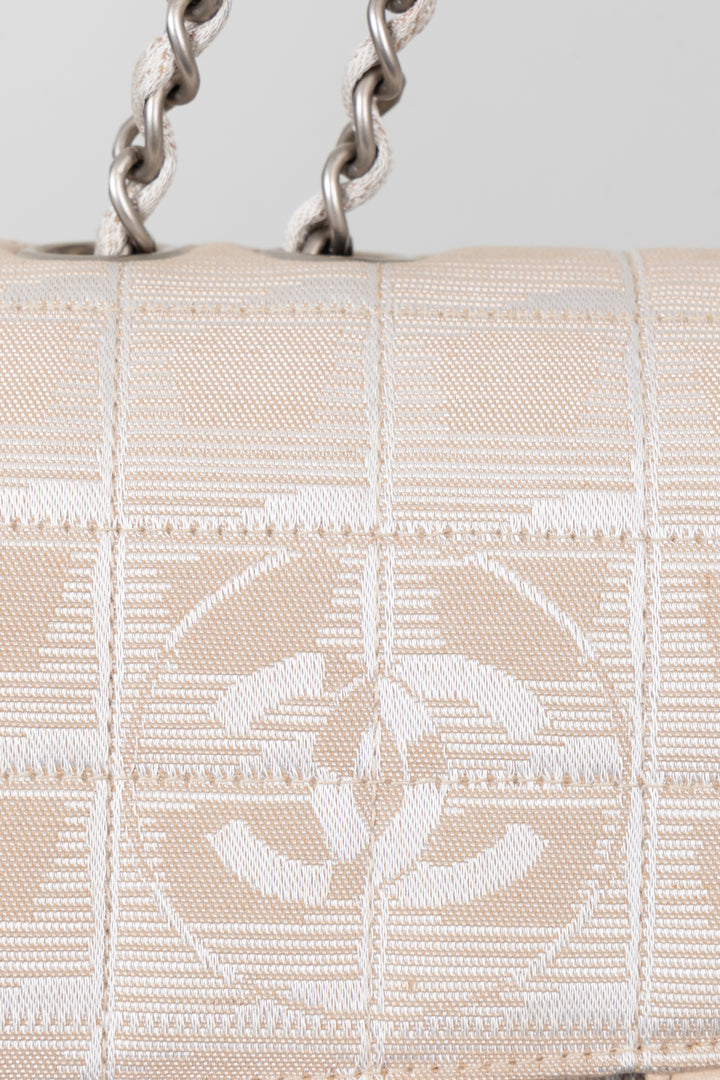 CHANEL Single Flap Bag CC Canvas Beige