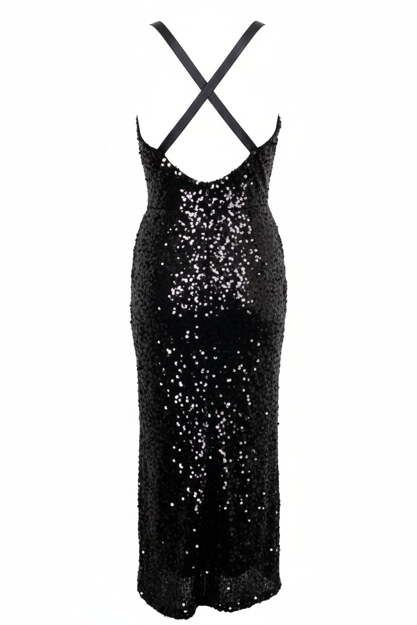 DOLCE&GABBANA Maxi Dress Sequins Black