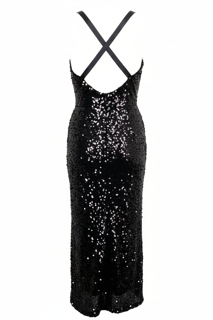 DOLCE&GABBANA Maxi Dress Sequins Black