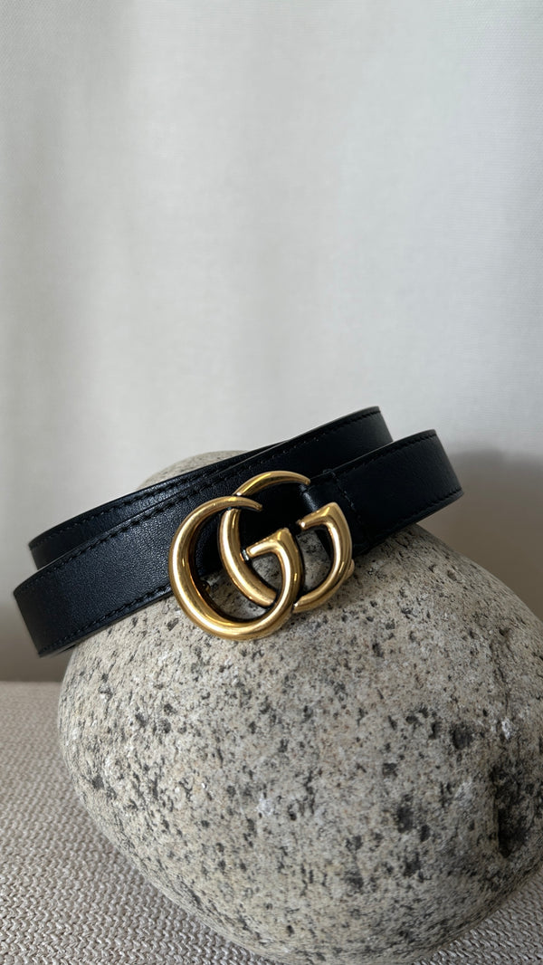 GUCCI Marmont Ceinture Fine Noir