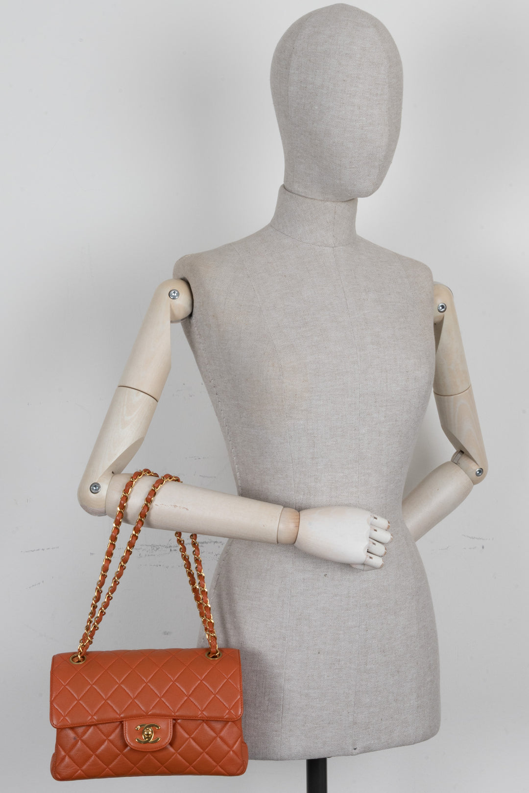 CHANEL Double Sided Flap Bag Small Leather Orange