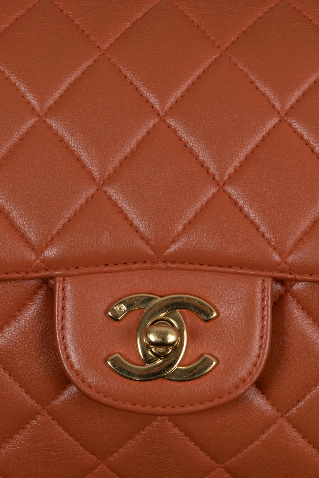 CHANEL Double Sided Flap Bag Small Leather Orange
