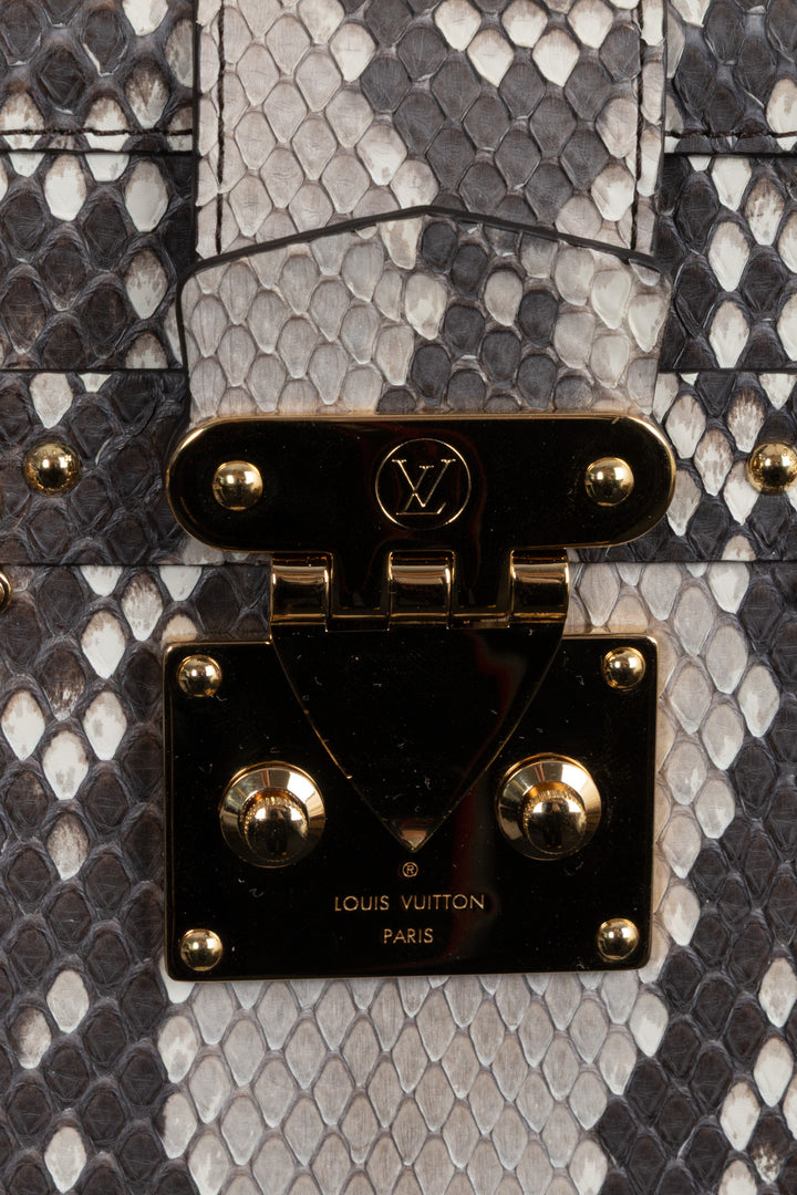 LOUIS VUITTON Petite Malle Crossbody Bag Python Grey
