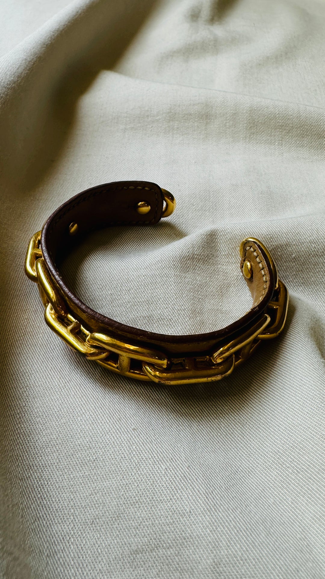 HERMÈS Chain d`Ancre Cuff Gold Yellow