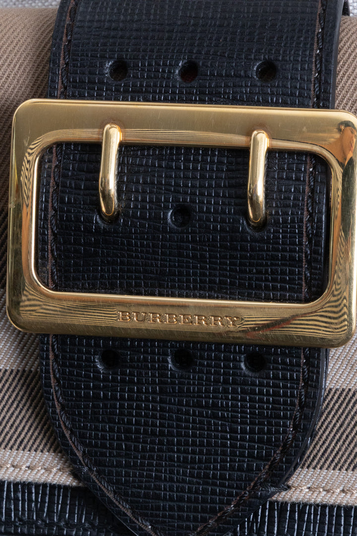 BURBERRY Madison Buckle Bag House Check Black