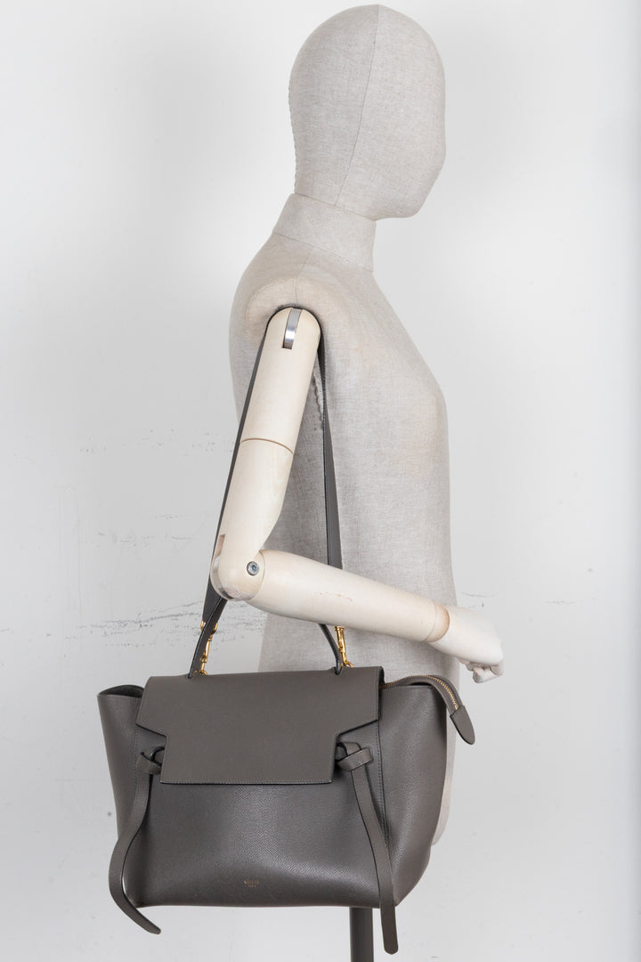 CÉLINE Mini Belt Bag Grained Leather Grey