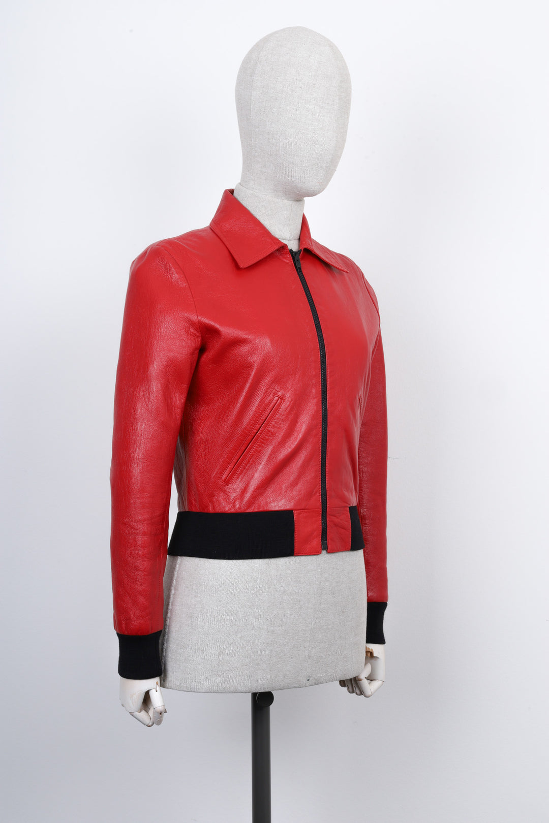 CELINE Bomber Leather Jacket Red