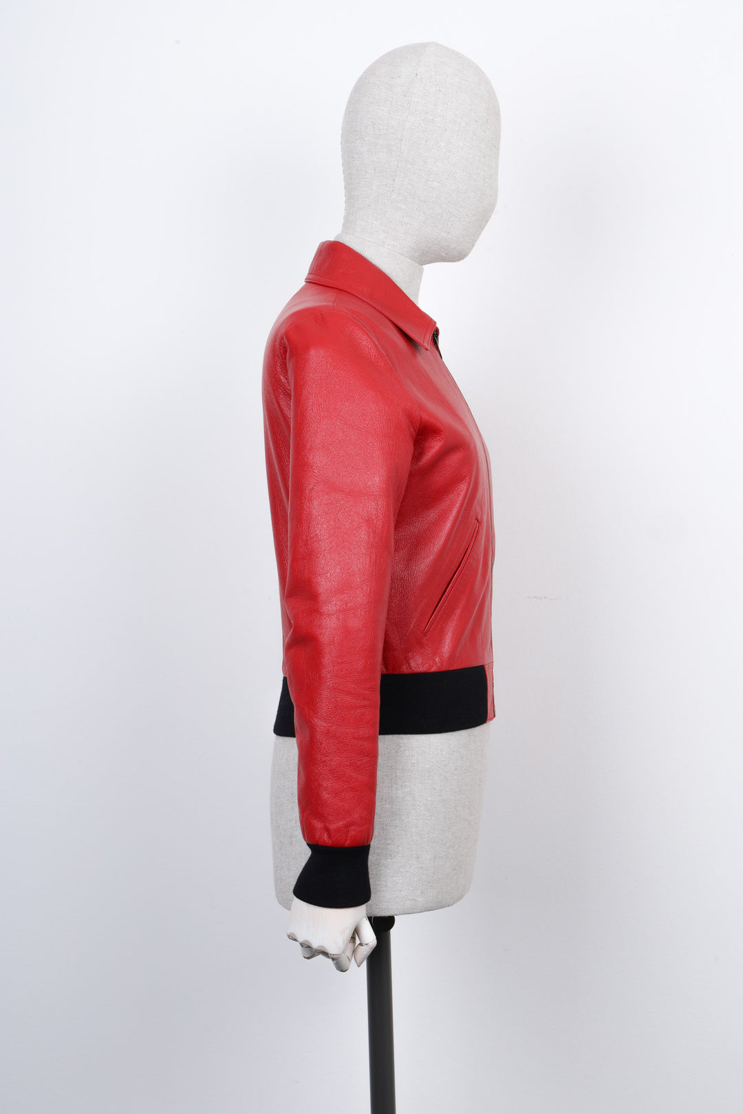 CELINE Bomber Leather Jacket Red