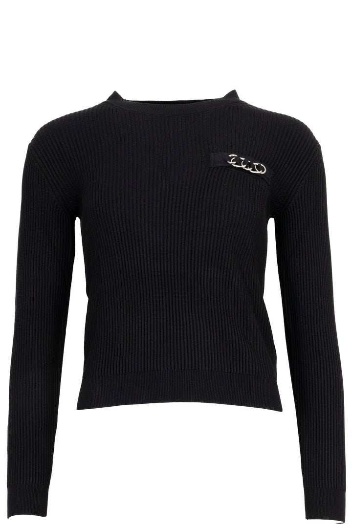 HERMÈS Chain Embellished Rib Knit Black