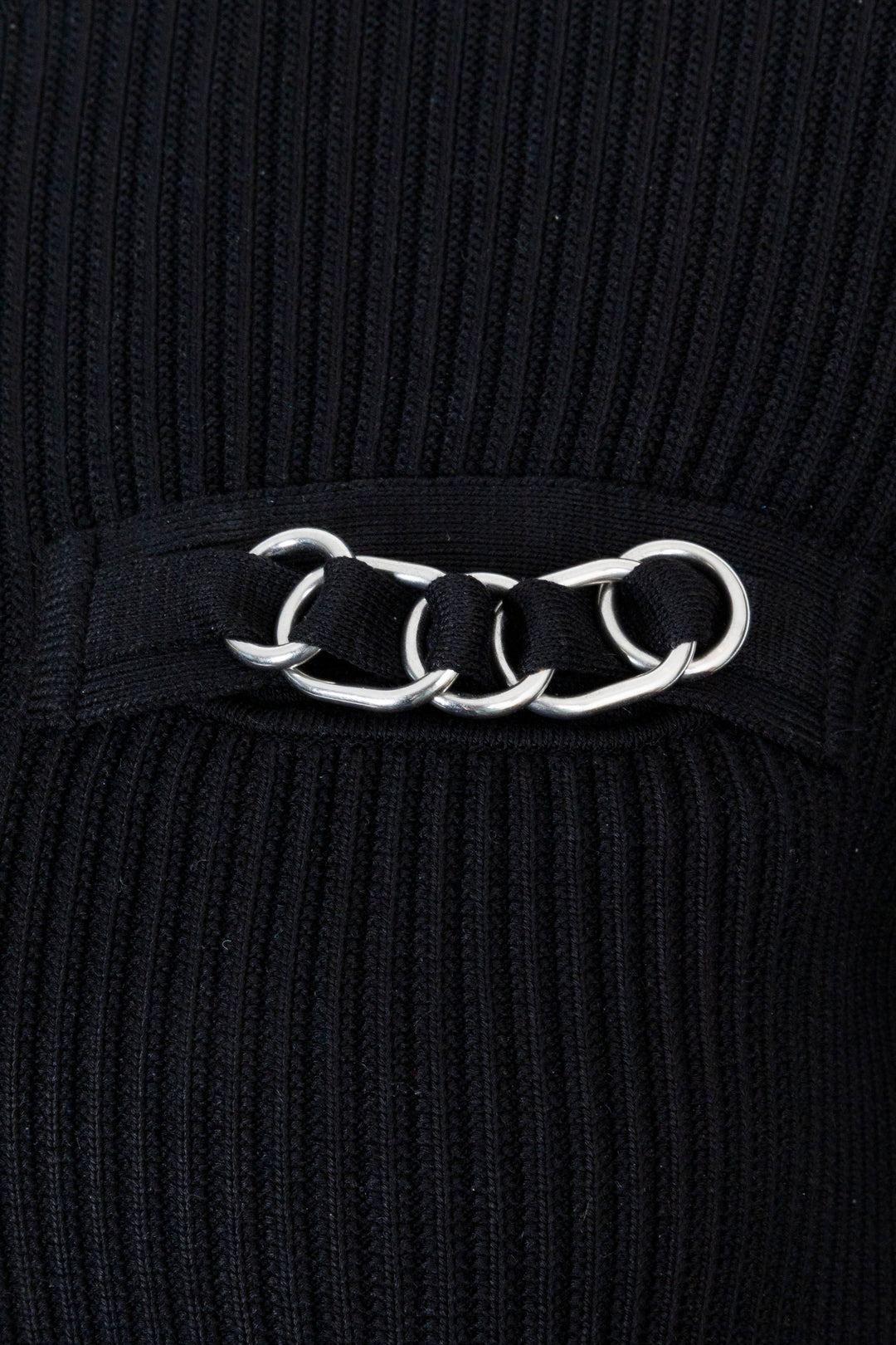 HERMÈS Chain Embellished Rib Knit Black
