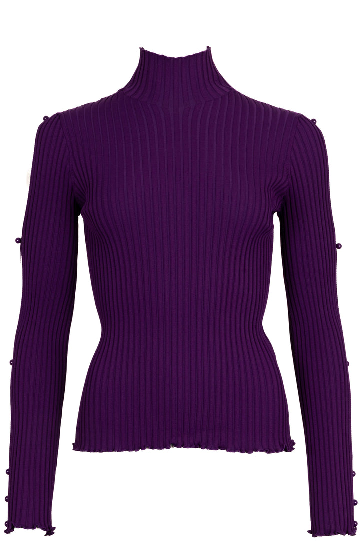 BOTTEGA VENETA Turtleneck Long Sleeve Knit Purple