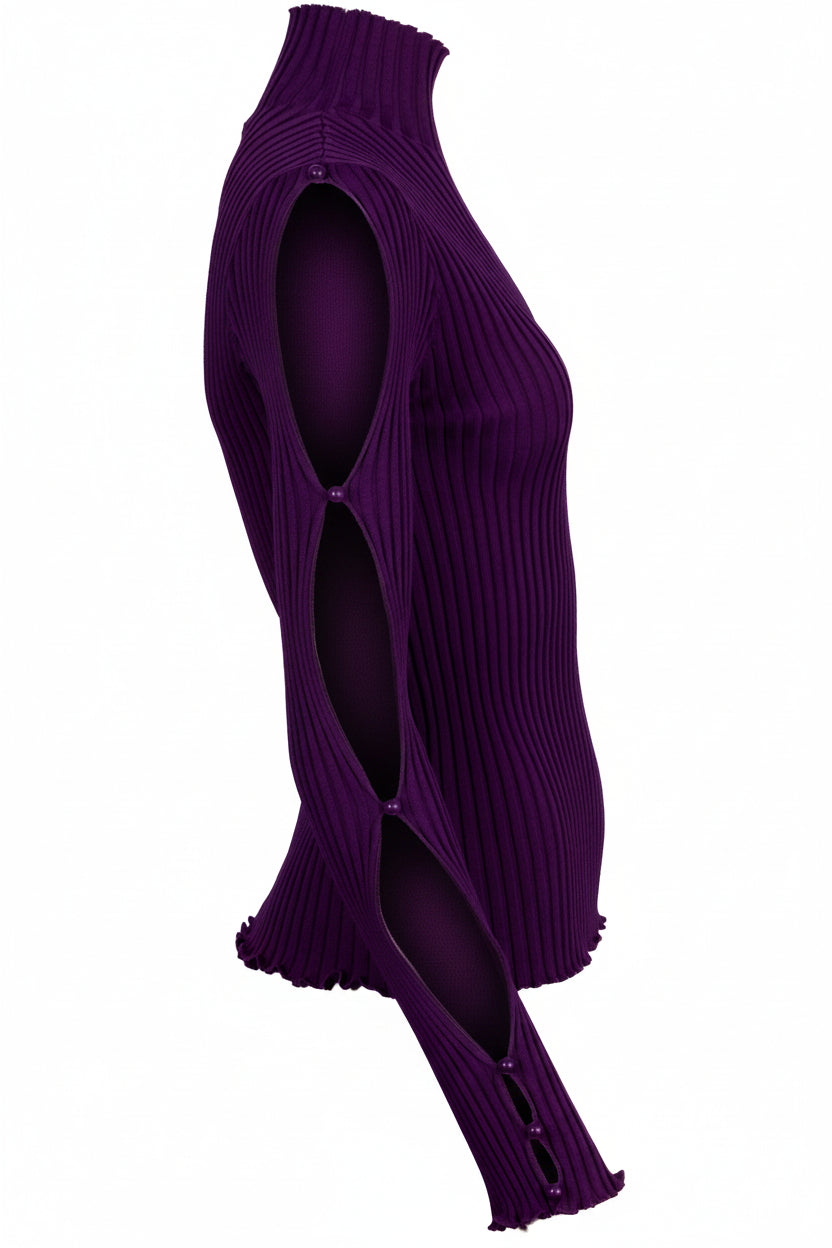 BOTTEGA VENETA Turtleneck Long Sleeve Knit Purple