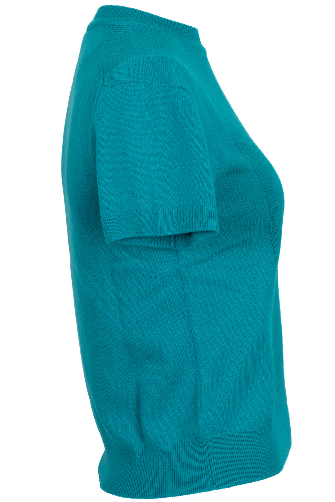 HERMÈS Rib Knit Short Sleeve Top Cashmere Turquoise