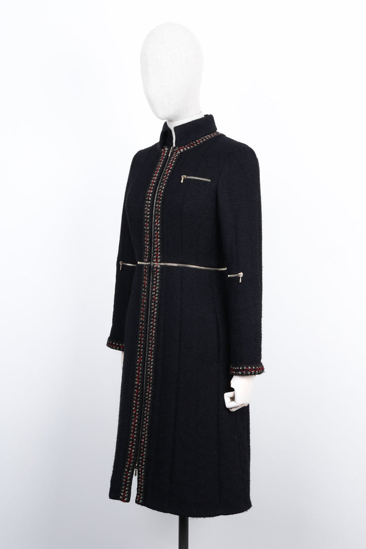 CHANEL Paris Shanghai Zip Details Coat Black