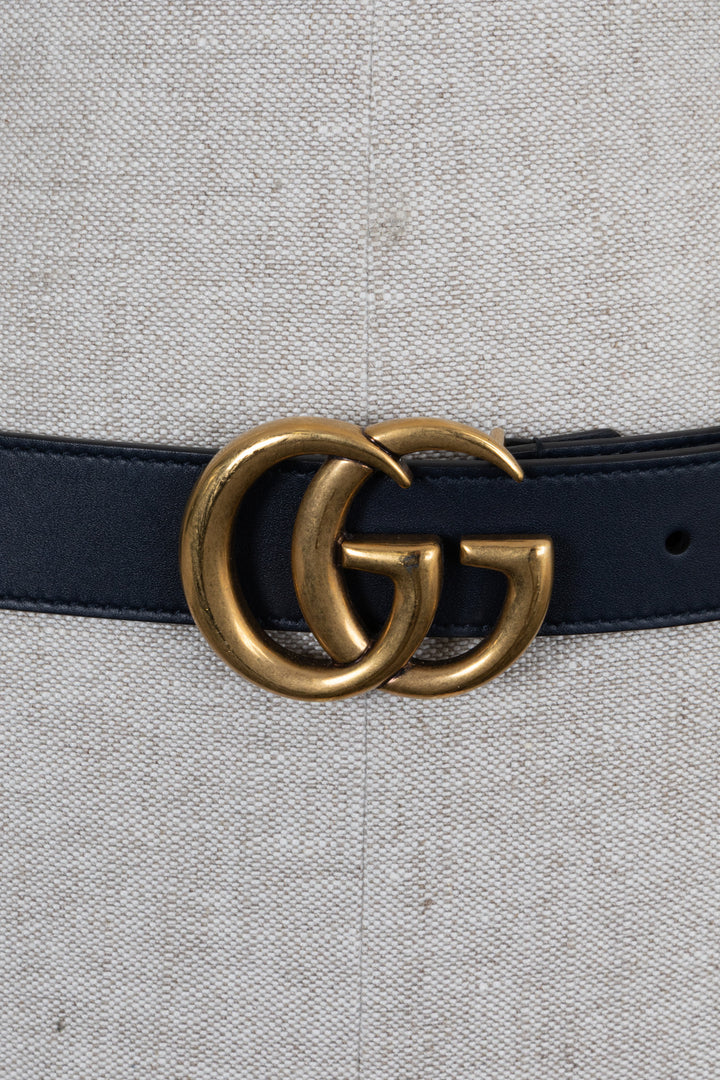 GUCCI Marmont Belt Leather Navy