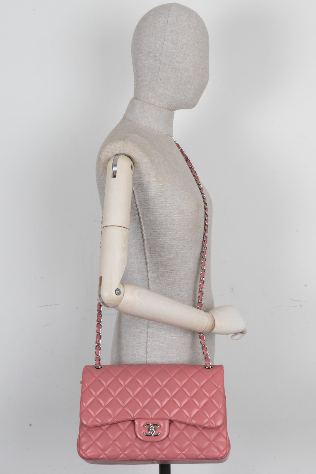 CHANEL Double Flap Large Leather Pink