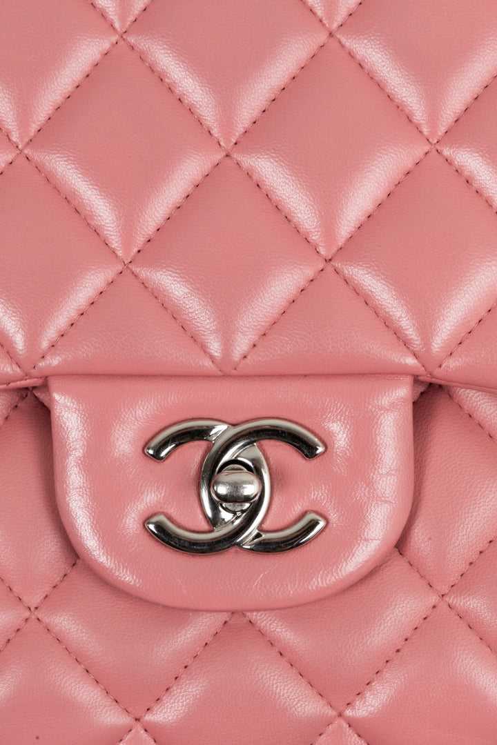 CHANEL Double Flap Large Leather Pink