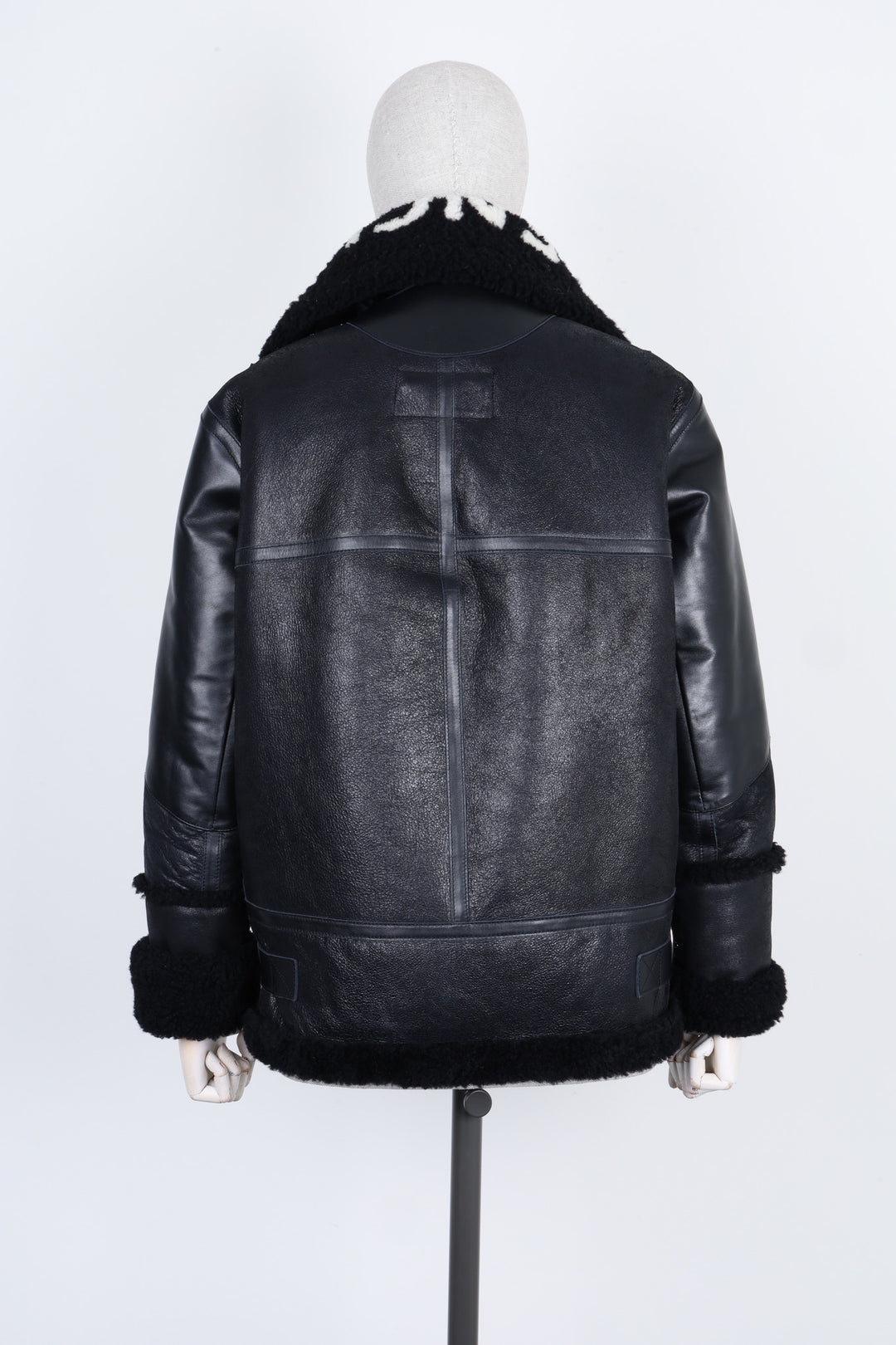 BALENCIAGA Le Bombardier Shearling Leather Jacket Black