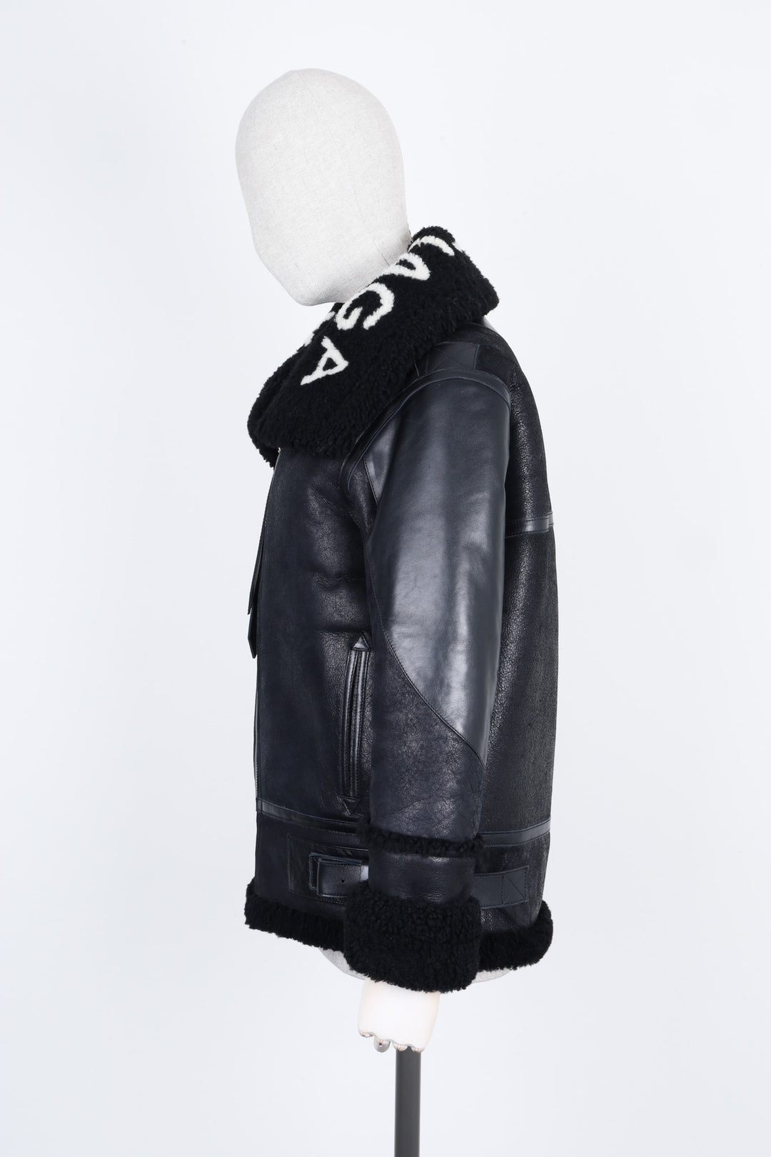 BALENCIAGA Le Bombardier Shearling Leather Jacket Black