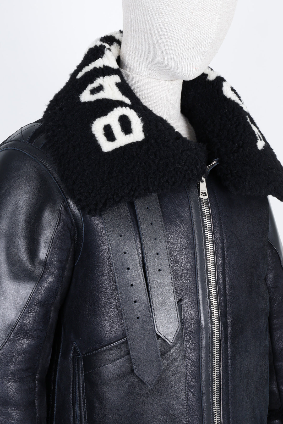 BALENCIAGA Le Bombardier Shearling Leather Jacket Black